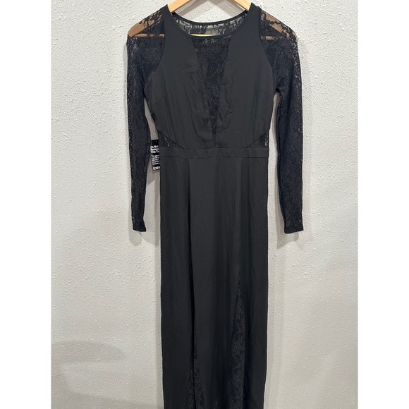 Express Women's Black Maxi Dress Lace Long Sleeve Formal Party Sheath - Picture 1 of 6